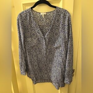 Joie Navy and White Floral Blouse